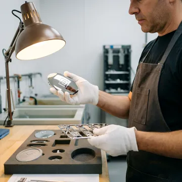 Chrome-plated metal and plastic parts showcasing mirror finish quality