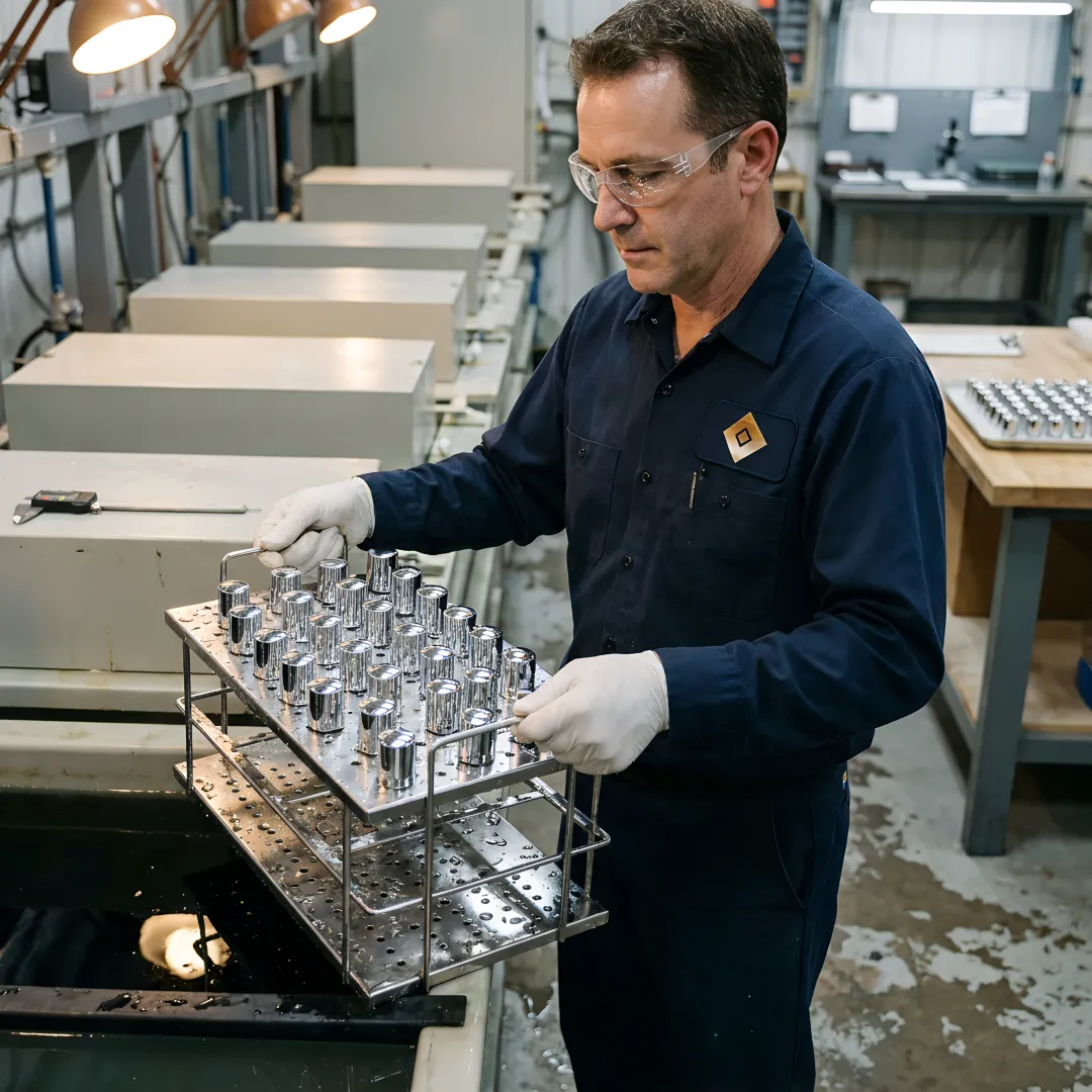 Chrome plating production facility with automated plating lines