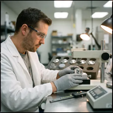 Scratch testing of UV coated cosmetic parts showing superior resistance