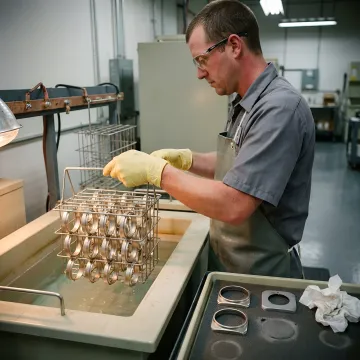 Industrial nickel plating process for stamped metal parts