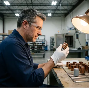 Bronze PVD coated components showcasing metallic finish quality