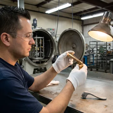 Close-up of zirconium nitride coated precision components