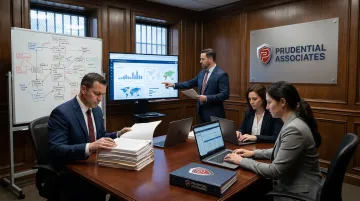 Prudential Associates investigative team reviewing executive background check findings and records