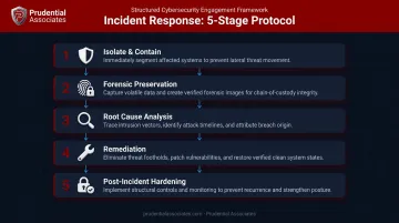 5-step structured incident response process from isolation to post-incident hardening