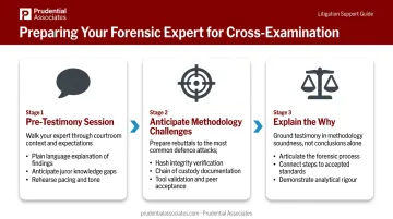 Three-step expert witness trial preparation process for digital forensics testimony