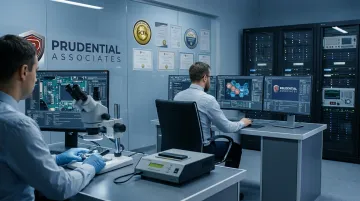 Prudential Associates forensic laboratory cybersecurity certifications and investigative credentials display