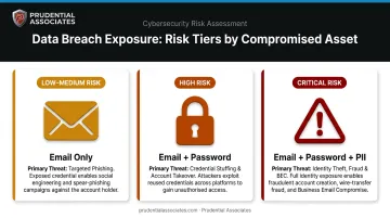 Dark web email exposure risk levels comparison chart by data type