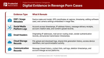 Digital evidence types and what each reveals in revenge porn investigations