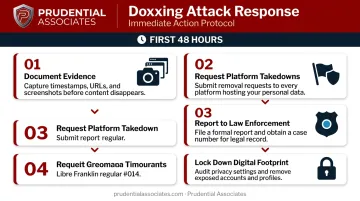 4-step immediate doxxing response checklist from documentation to digital lockdown