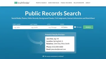 Data broker website showing personal information listings available for public search
