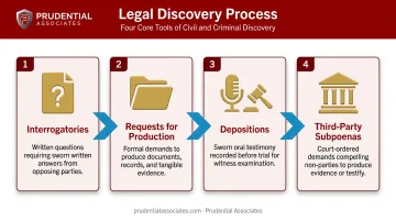 Four legal discovery tools process flow for uncovering hidden divorce assets