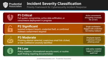 Incident severity priority levels P1 through P4 classification chart with examples