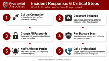 Six-step computer hack response process from disconnection to professional help