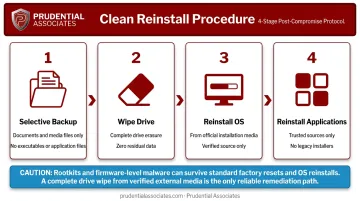 Clean OS reinstall four-step process after severe malware or rootkit infection