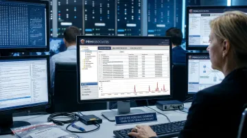 Digital forensic examiner analyzing file transfer logs and USB activity on workstation