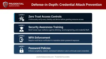 Layered credential attack prevention framework with four security controls overview