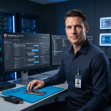 Digital forensic specialist reviewing extracted phone data