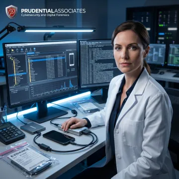 Mobile forensic examiner analyzing smartphone evidence