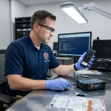 iOS forensic examiner analyzing an iPhone