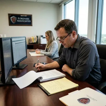 Forensic expert reviewing digital evidence for litigation
