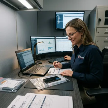 Digital forensic examiner reviewing evidence on a computer