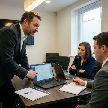 Consultant reviewing threat intelligence workflow