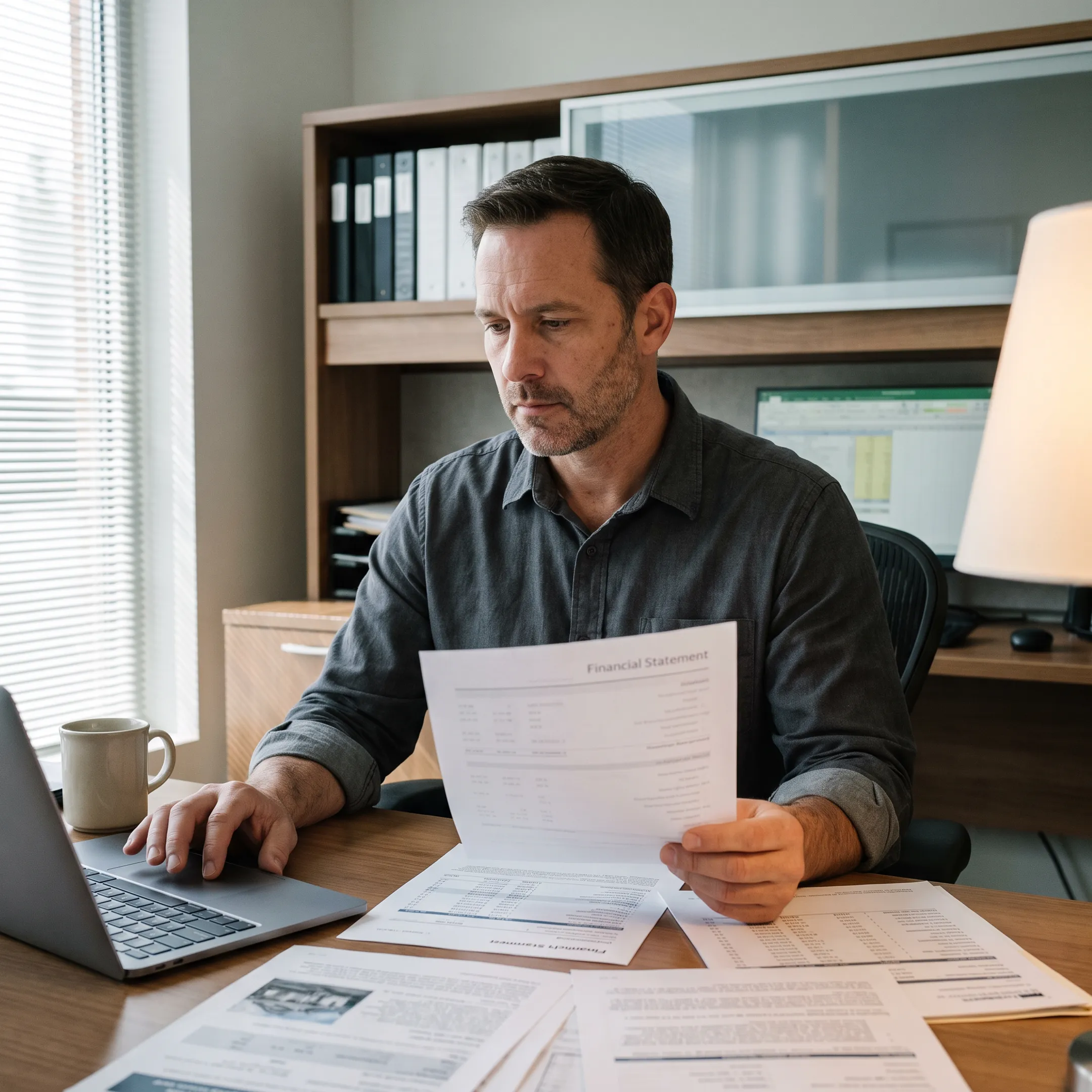Investigator reviewing asset records