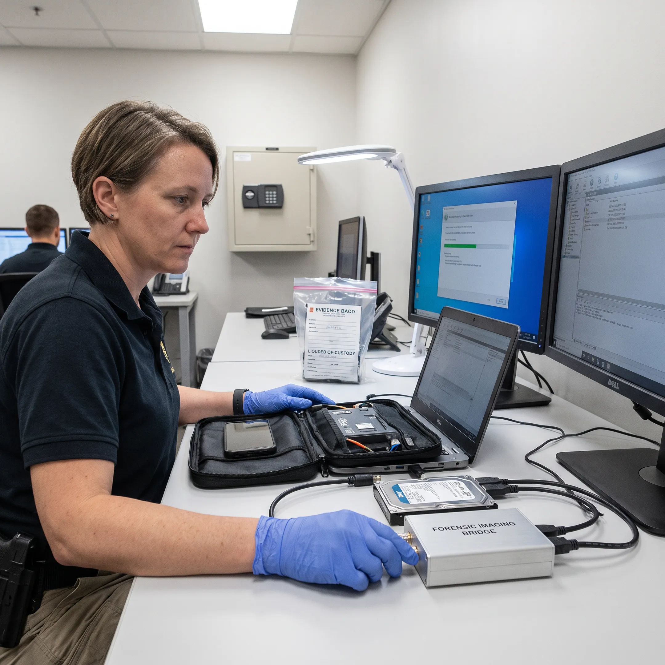 Forensic analyst documenting digital evidence