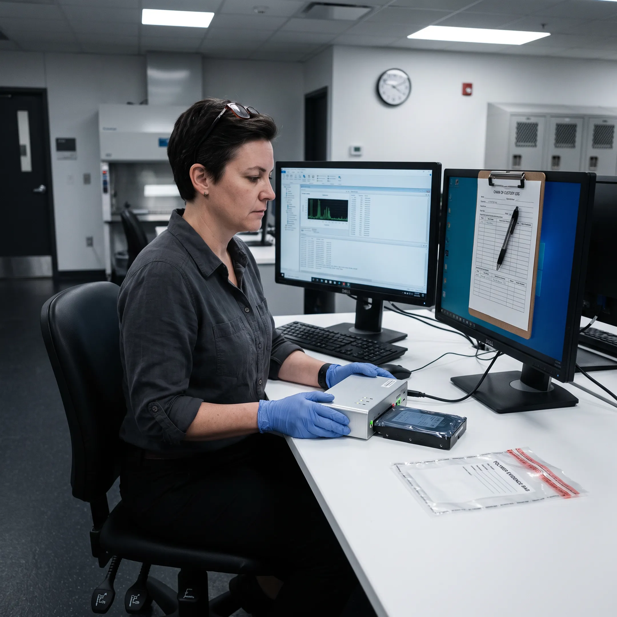 Digital forensic examiner analyzing a compromised laptop