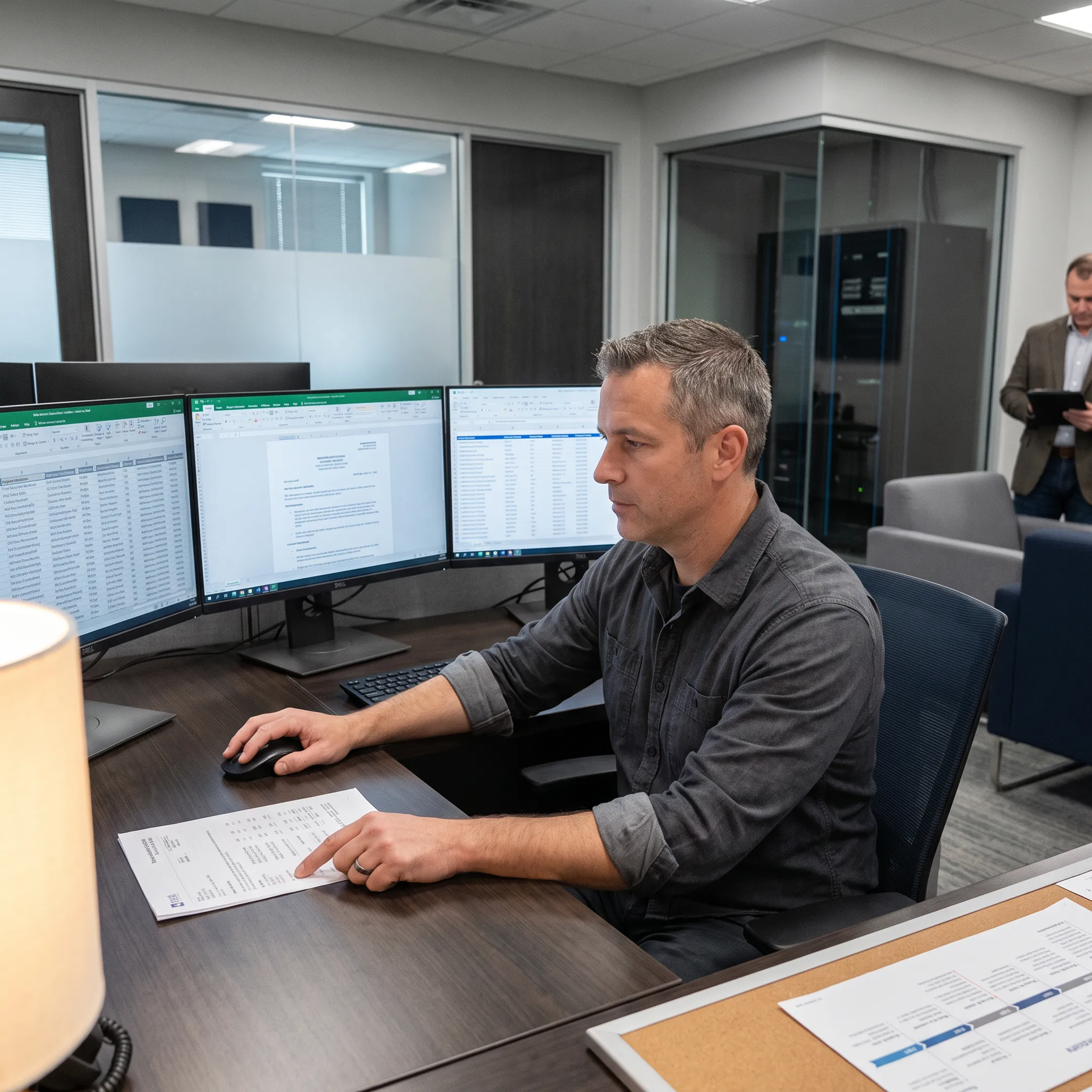 Asset investigator analyzing records and ownership information