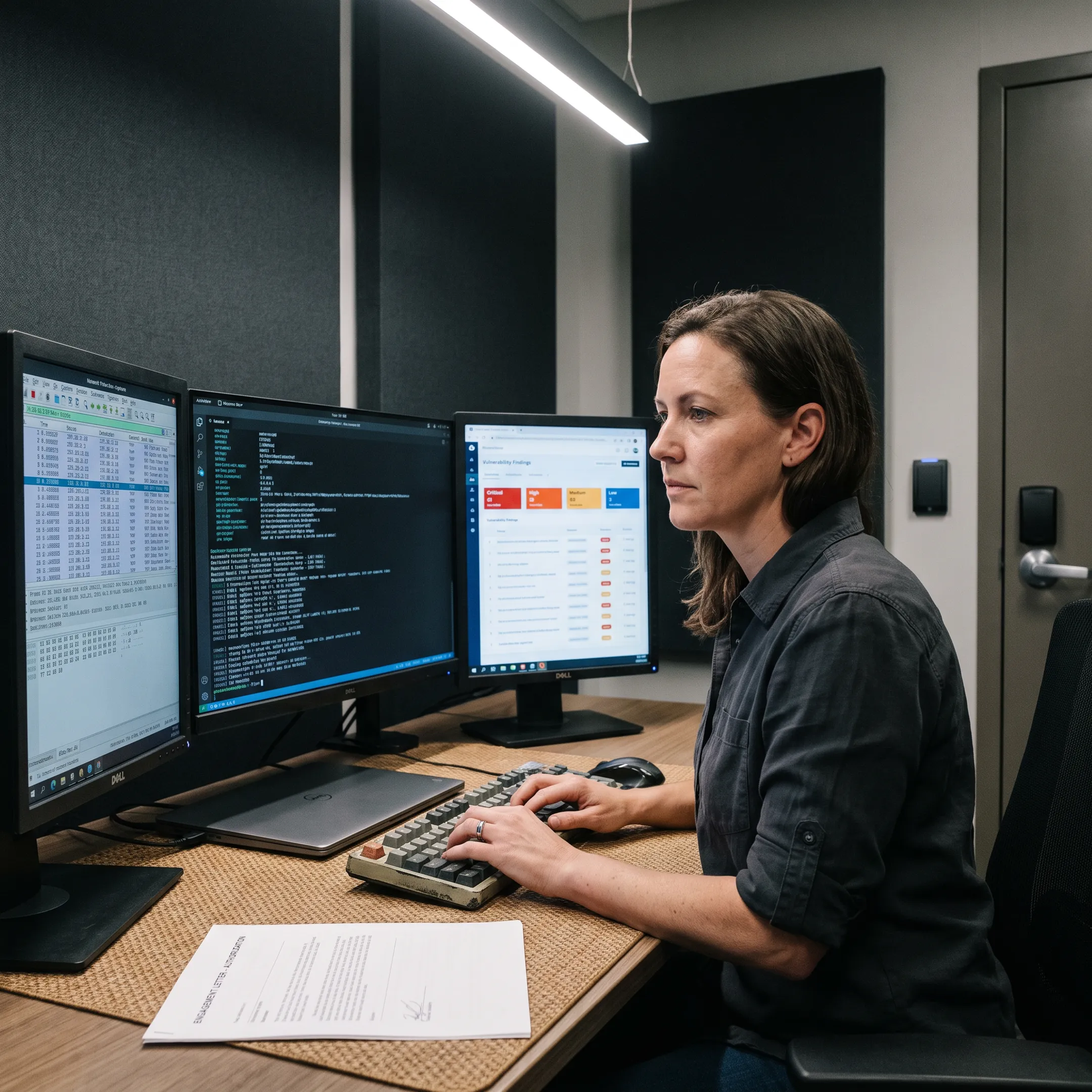 Security specialist conducting a penetration test