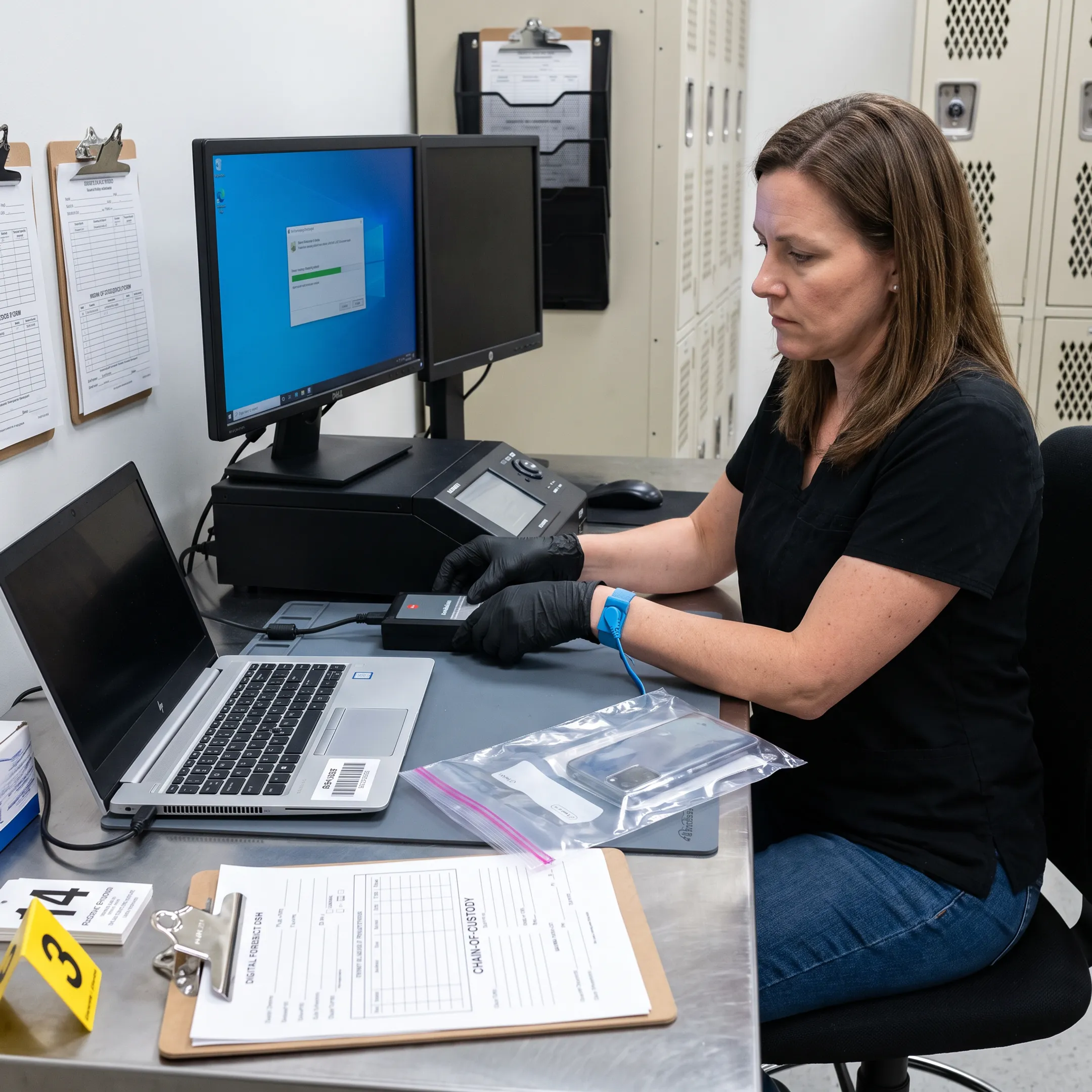 Examiner preserving evidence from a laptop