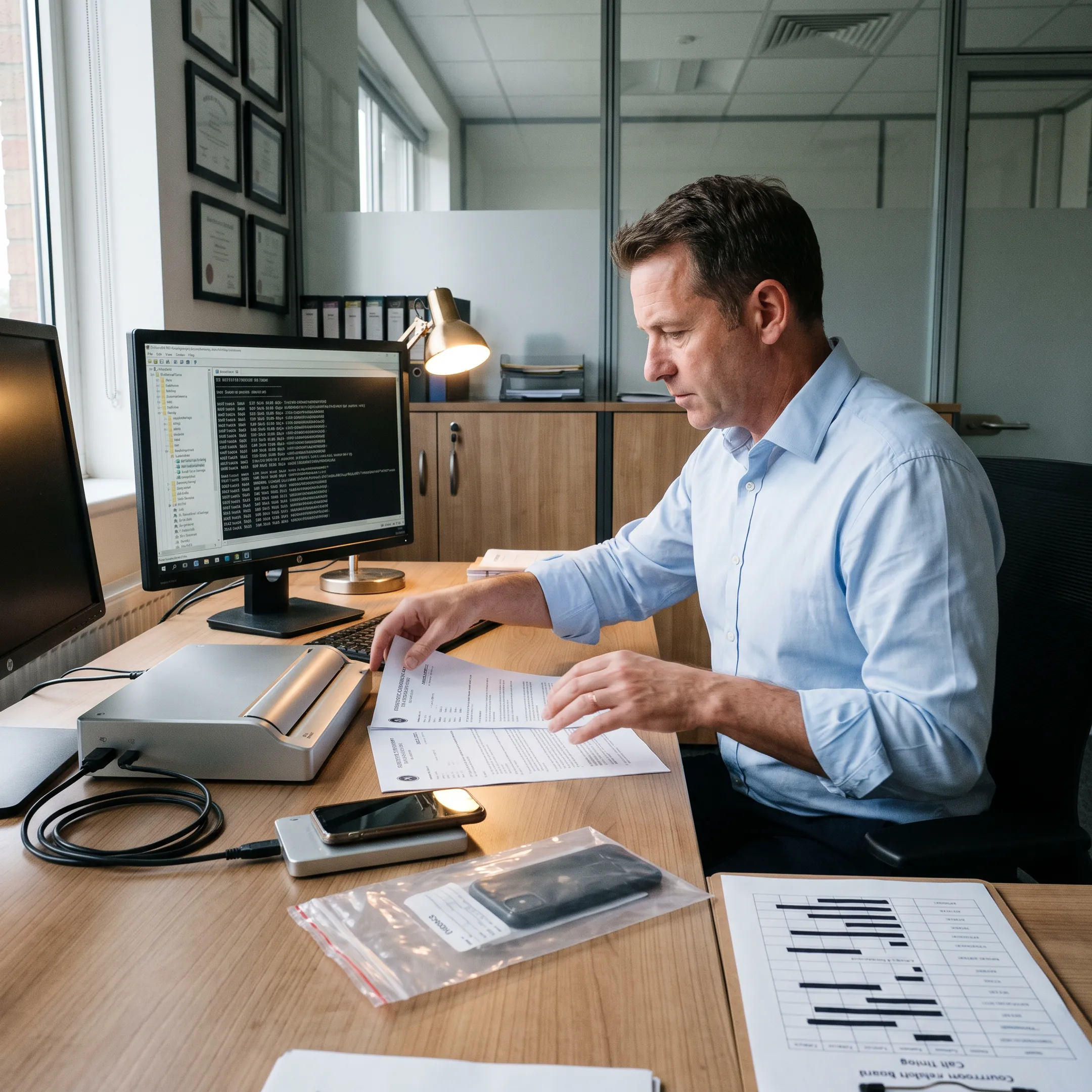 Forensic consultant preparing court-ready digital evidence