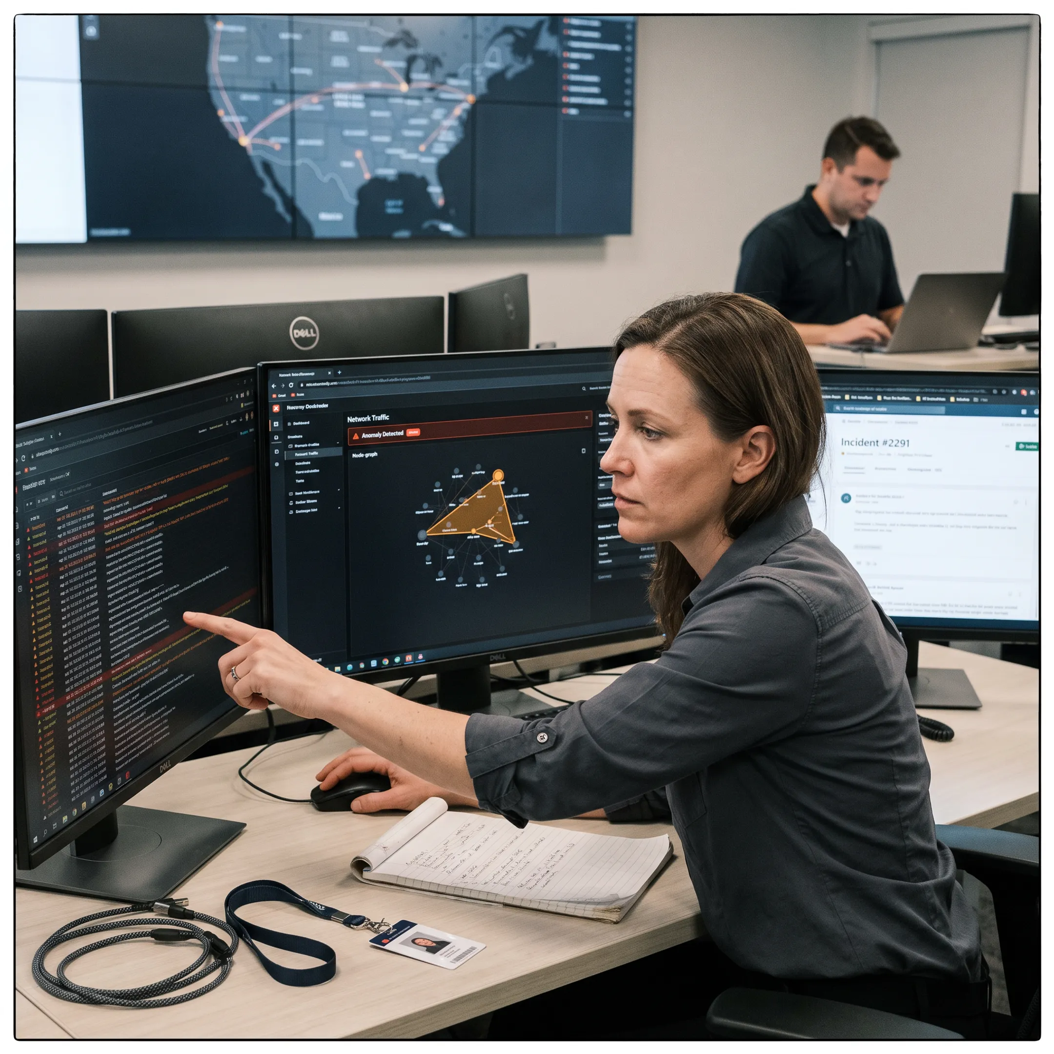 Cybersecurity analyst monitoring threats