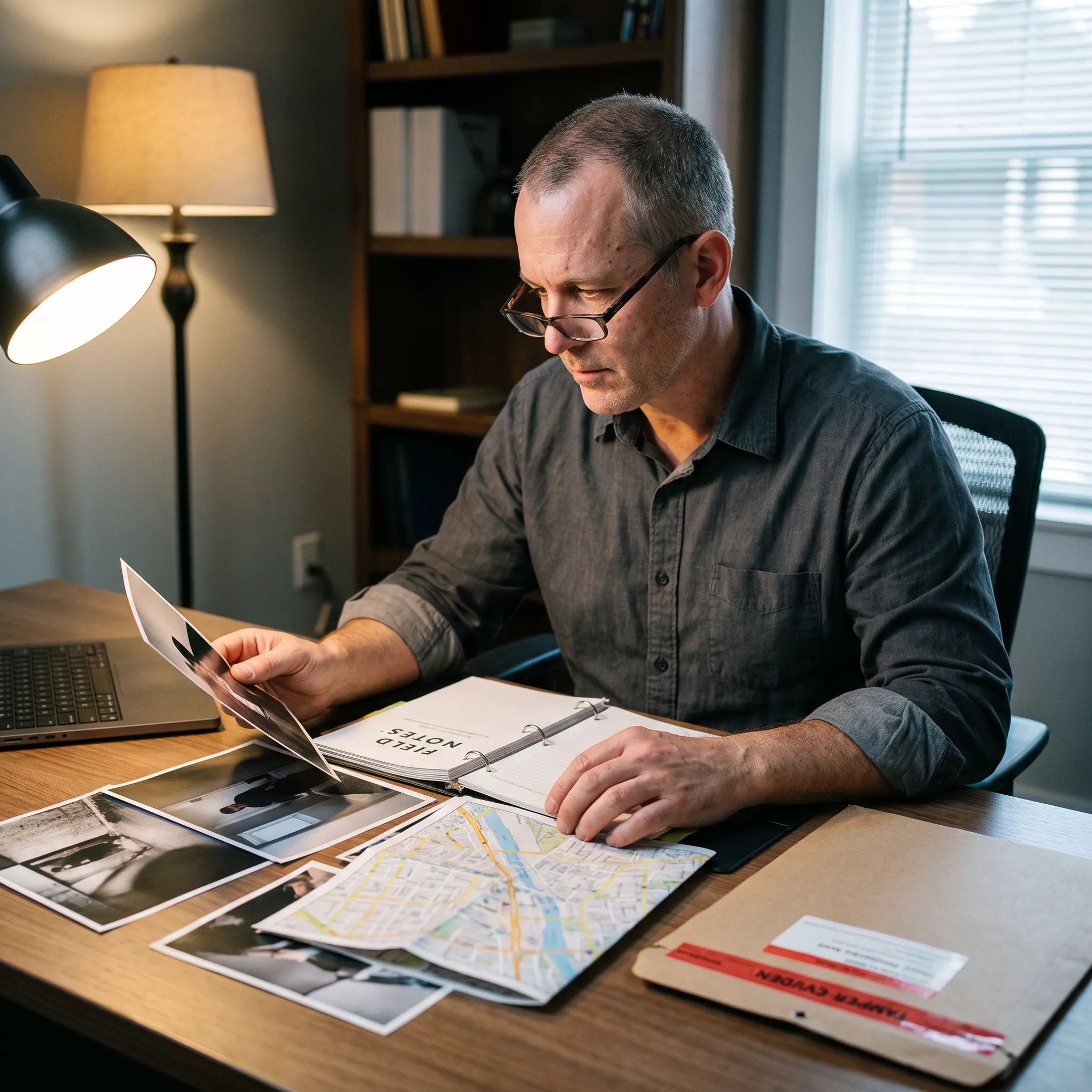 Investigator documenting surveillance observations
