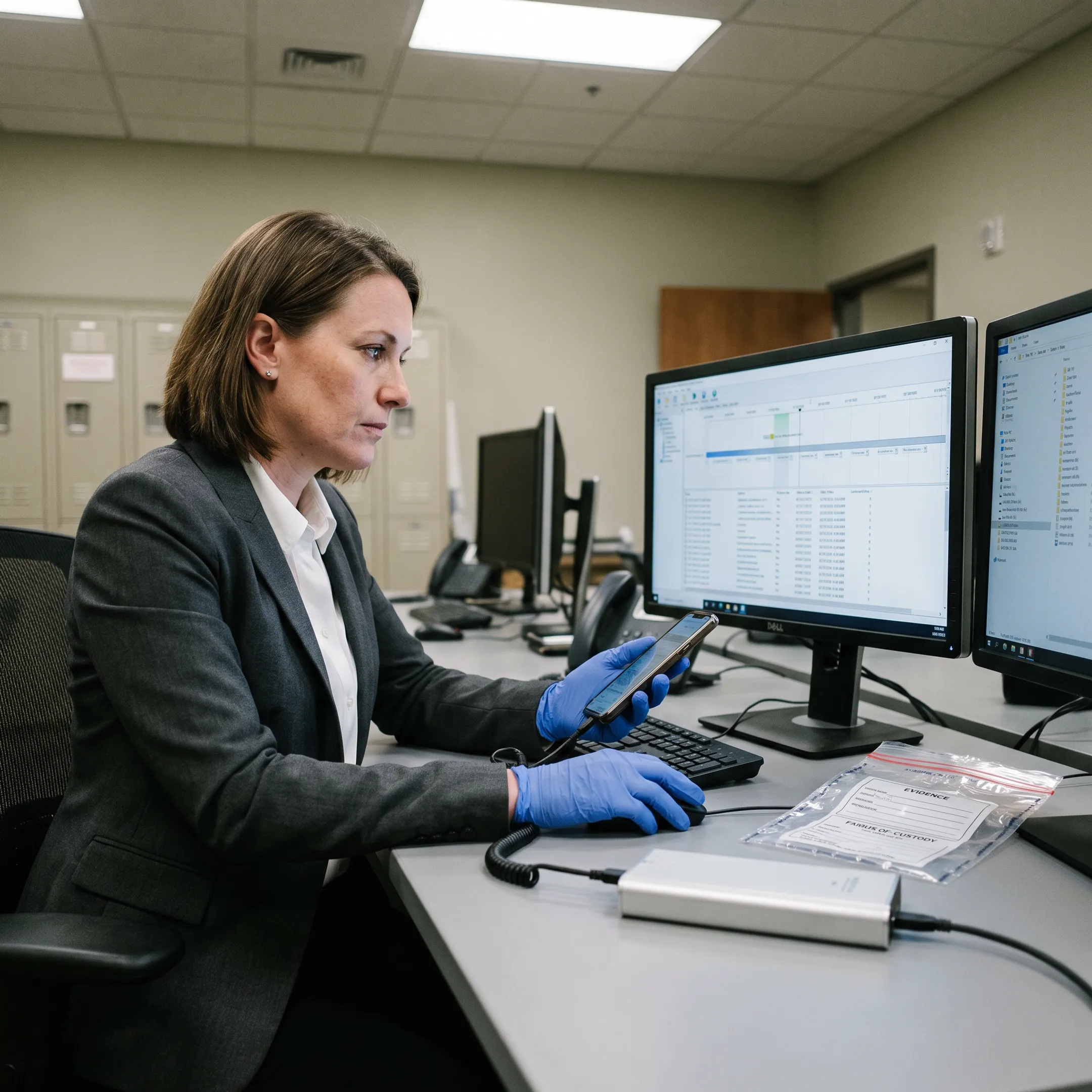 Examiner documenting smartphone forensic evidence