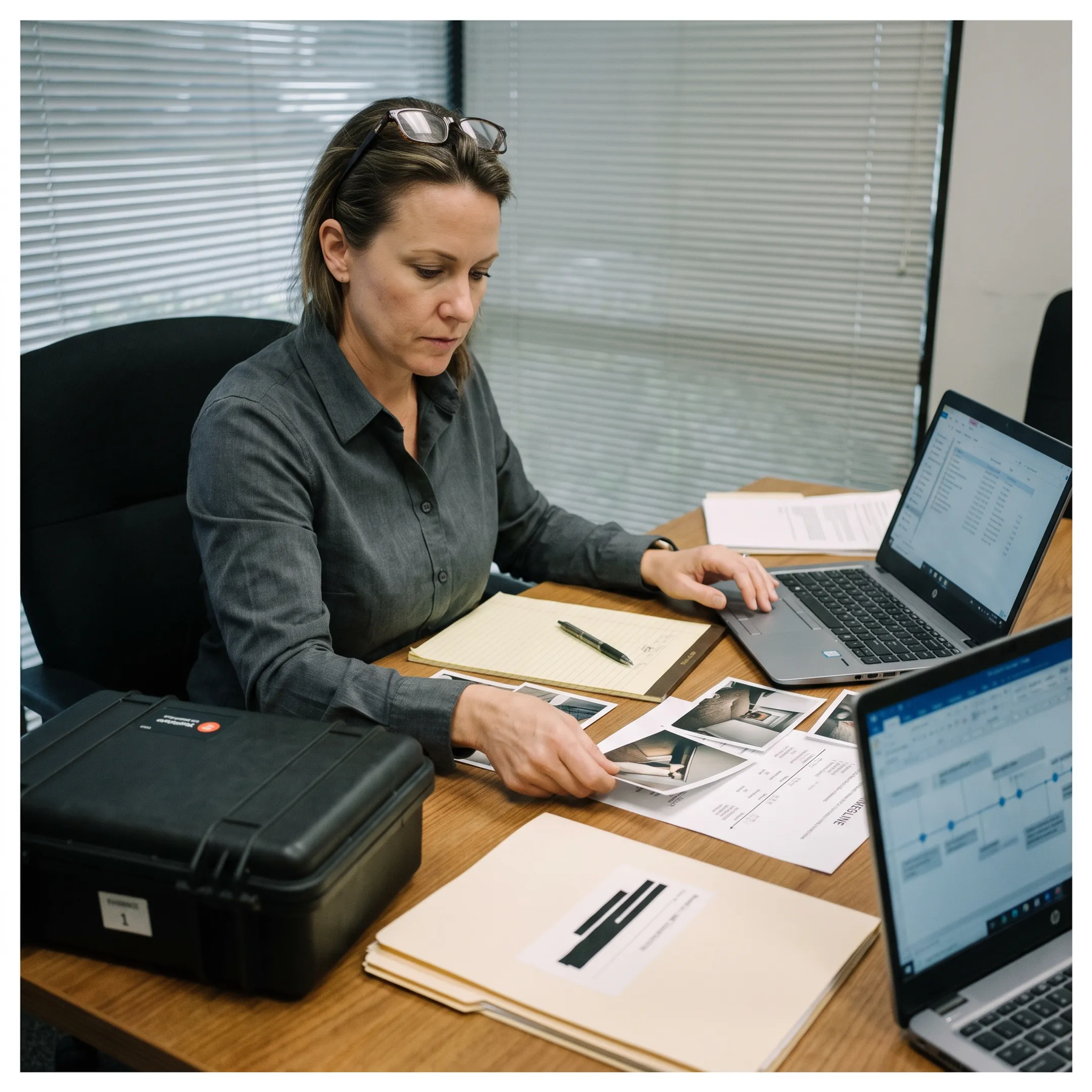 Investigator documenting evidence for a case