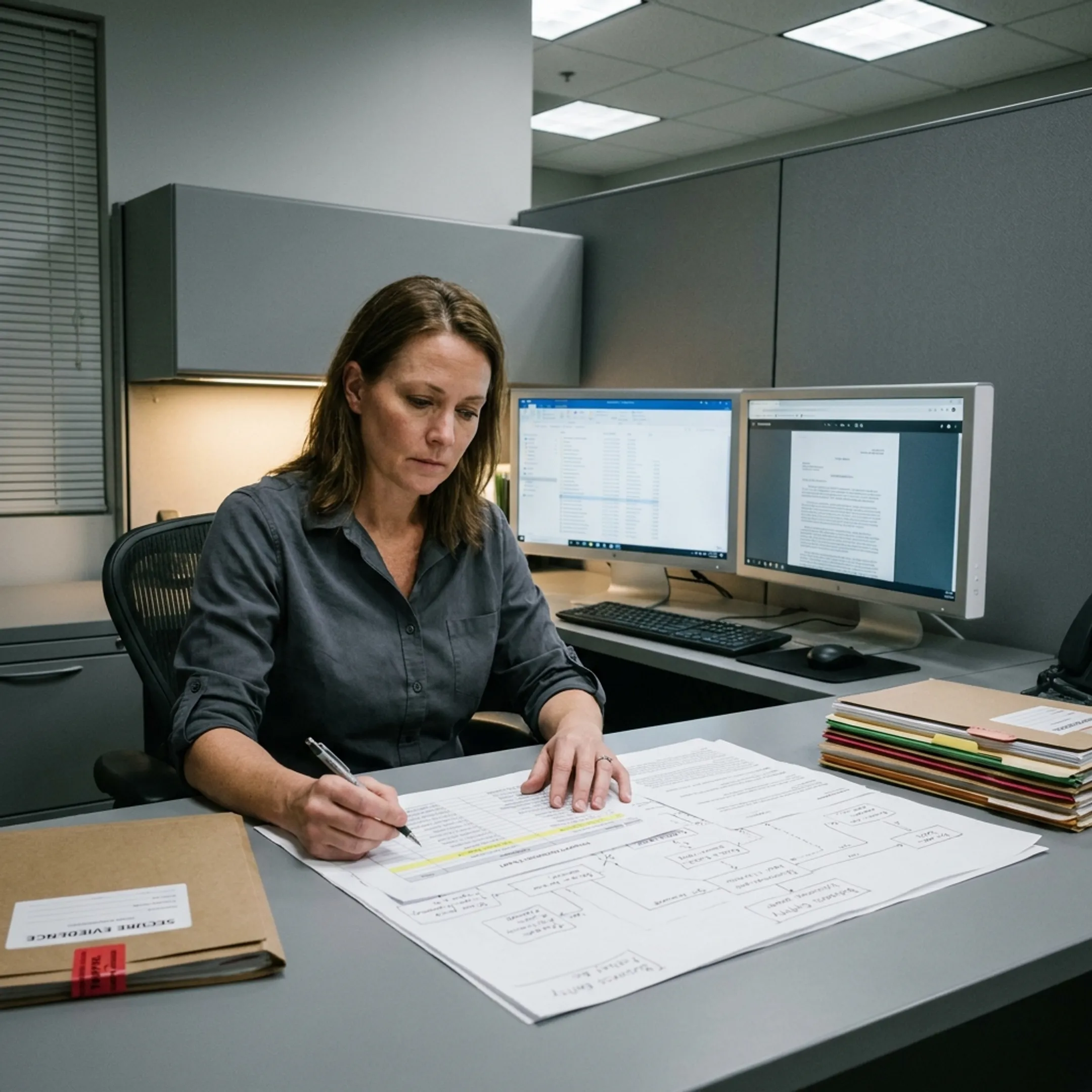 Asset investigator analyzing ownership records