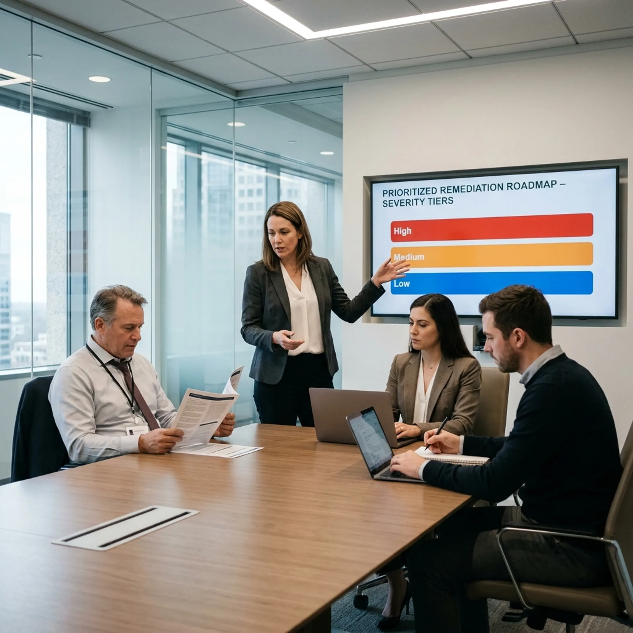 Consultants discussing penetration testing findings