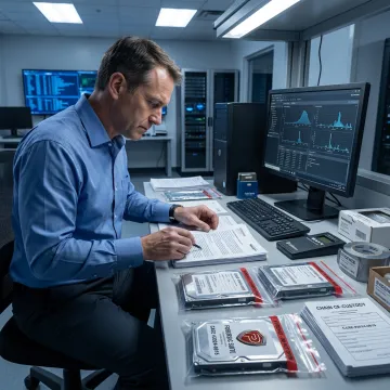 Digital forensic examiner preparing evidence for court