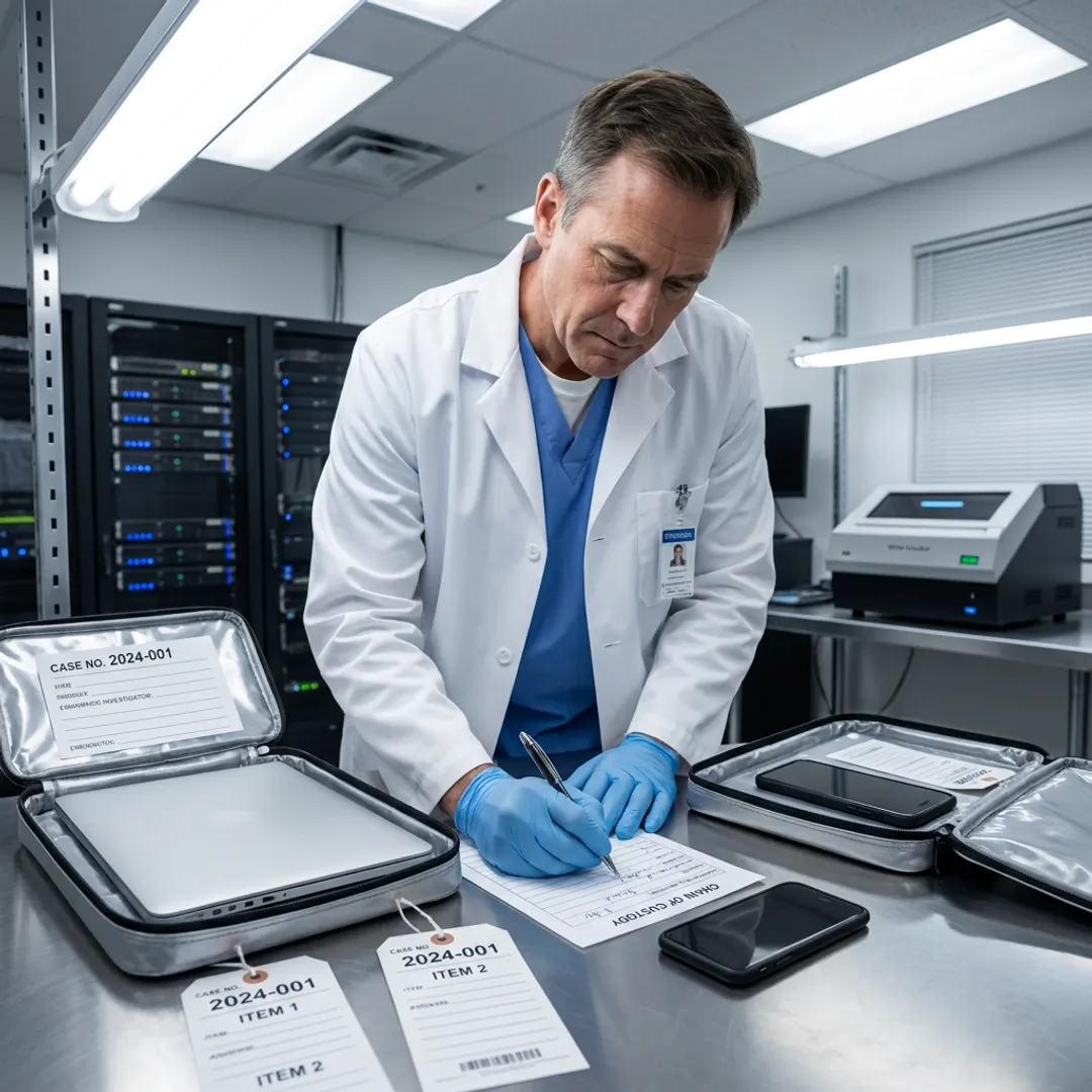 Forensic investigator preserving digital evidence