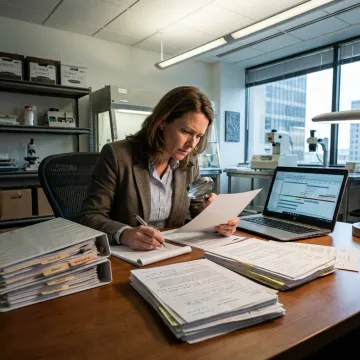 Forensic consultant preparing expert witness materials