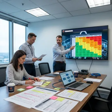 Cybersecurity team analyzing audit findings