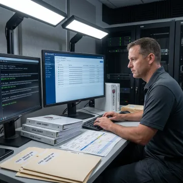 Forensic expert preparing cyber evidence for court