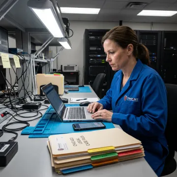 Digital forensic examiner analyzing computer evidence