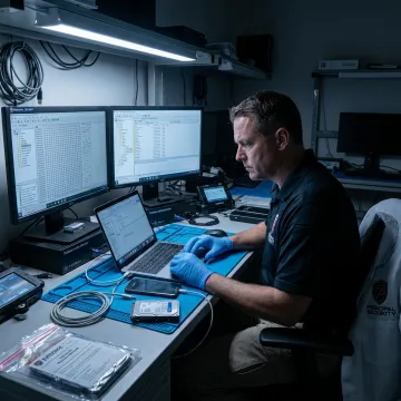 Digital forensic examiner analyzing computer evidence