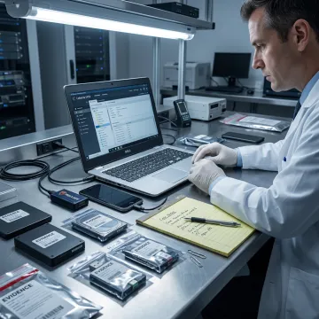 Forensic evidence imaging process in a lab