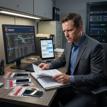 Digital forensic expert reviewing litigation evidence