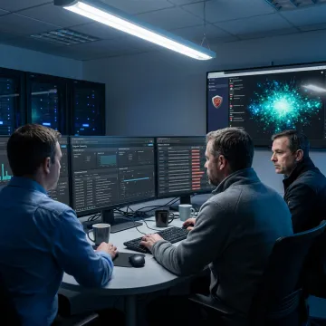 Threat hunting team analyzing security data