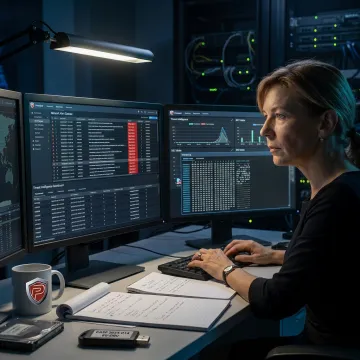 Cybersecurity analyst conducting threat hunting